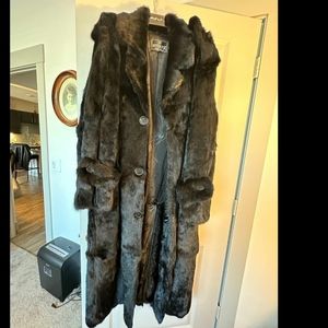 Winter Fur New York Full Length Men's Rabbit Furs Coat Size XL